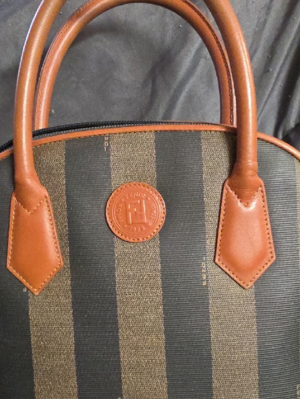 AUTHENTIC Fendi Brown and Black Striped Satchel - Picture 13 of 13